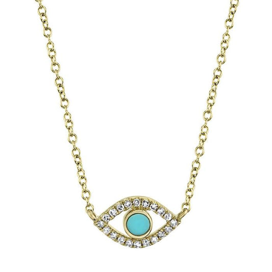 Shy Creations Marks Jewelers Composite Turquoise and Natural Diamond Necklace in 14 Karat Yellow Gold