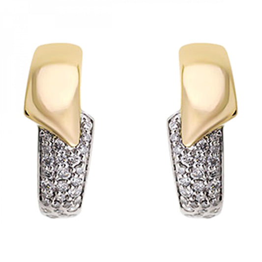 ReMARKable Designs Small Hoop Natural Diamond Earrings in 14 Karat White - Yellow with 0.32ctw Round Diamonds