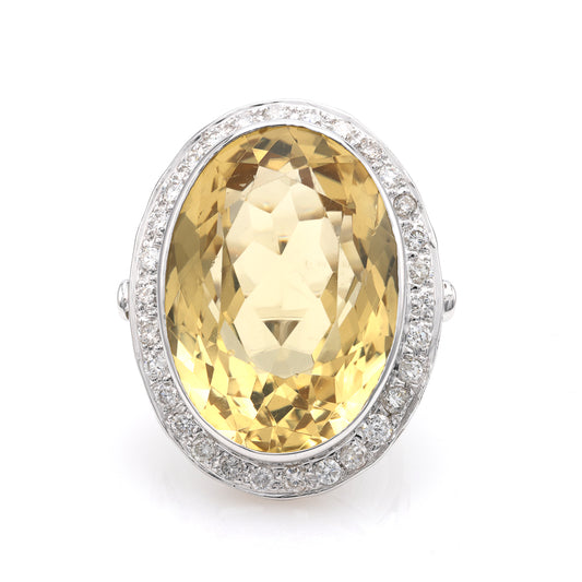 M Estate Collection Color Gemstone Ring in 14 Karat White with 1 Oval Citrine 25.13mm-25.13mm