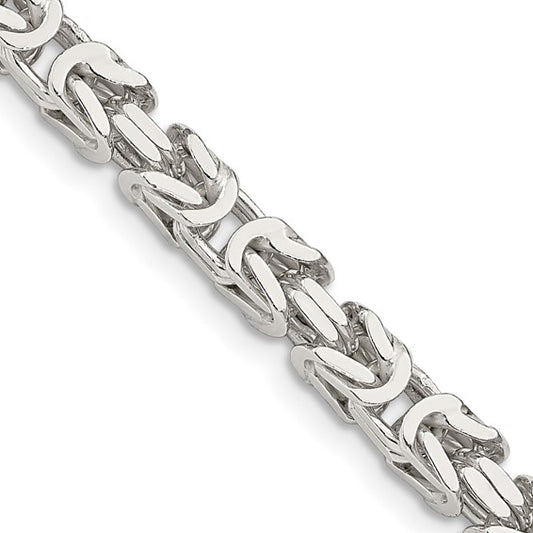 22" Byzantine 4.25mm Chain in Sterling Silver White