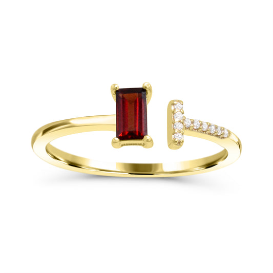 Color Gemstone Ring in 10 Karat Yellow with 1 Baguette Garnet 5mm-5mm