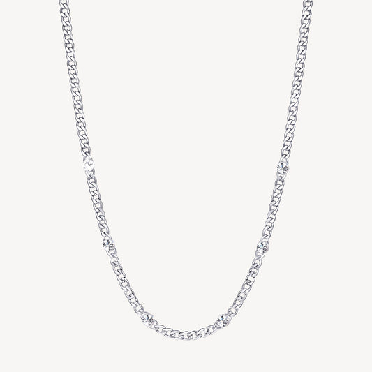 Chain Simulated Diamond Necklace in Stainless Steel