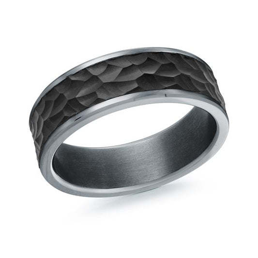 ReMARKable Designs Carved Band (No Stones) in Tantalum - Carbon Fiber Black - Grey 7MM