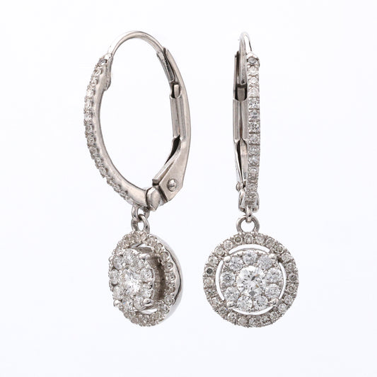 M Estate Collection Dangle Natural Diamond Earrings in 14 Karat White with 0.50ctw H/I SI2-I1 Round Diamond