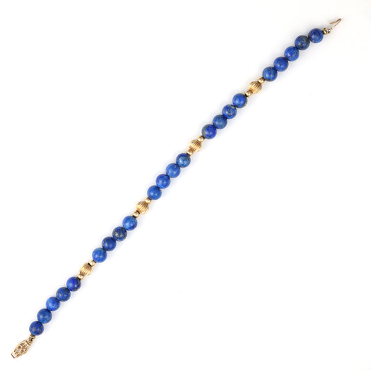 M Estate Collection Bead Color Gemstone Bracelet in 14 Karat Yellow with 22 Round Lapis