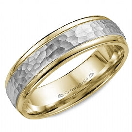 Carved Band (No Stones) in 14 Karat White - Yellow 6MM