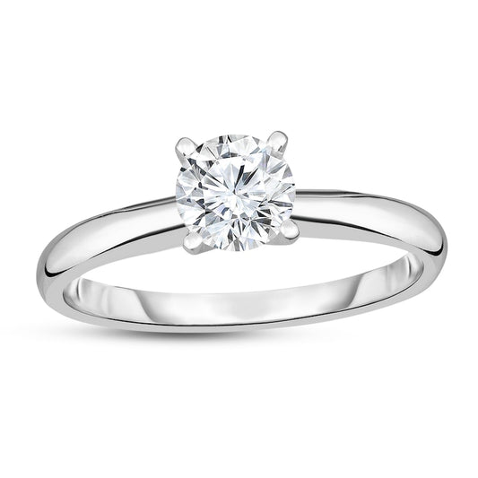 Solitaire Natural Diamond Complete Engagement Ring in 14 Karat White with 0.38ctw I I2 Round Diamond