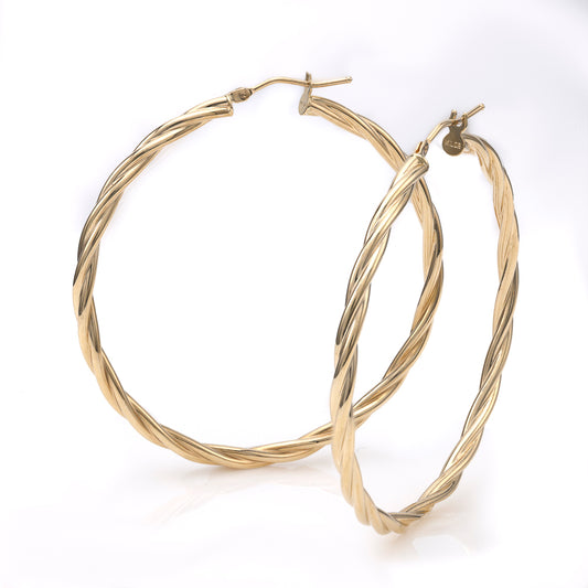 M Estate Collection Large Hoop Earrings (No Stones) in 14 Karat Yellow