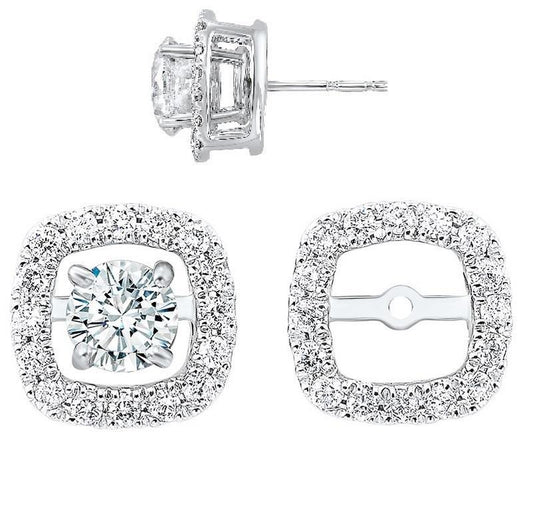 Diamond Jackets Natural Diamond Earrings in 14 Karat White with 0.19ctw Round Diamonds