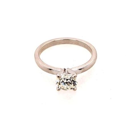 Solitaire Natural Diamond Complete Engagement Ring in 14 Karat White with 1.29ctw K I1 Round Diamond