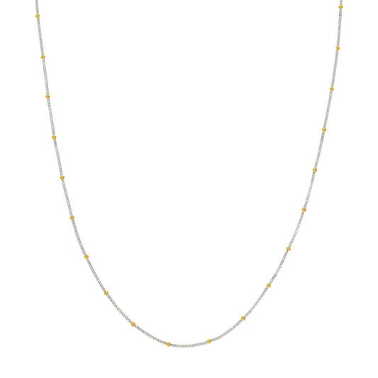 Station Necklace (No Stones) in 14 Karat White - Yellow