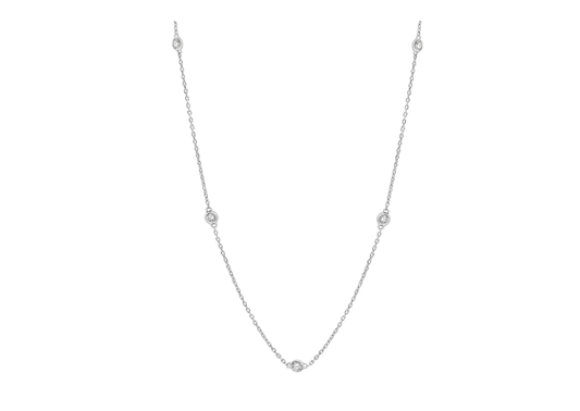 ReMARKABLE Designs Natural Diamond Necklace in 14 Karat White with 0.50ctw Round Diamonds