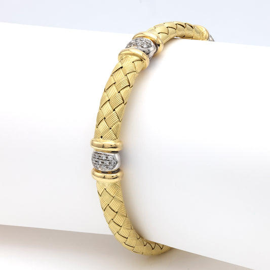 M Estate Collection Natural Diamond Bracelet in 18 Karat White - Yellow with 0.49ctw H/I SI2-I1 Round Diamonds