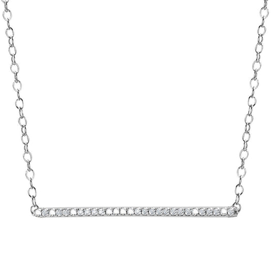 Natural Diamond Necklace in 14 Karat White with 0.08ctw Round Diamond