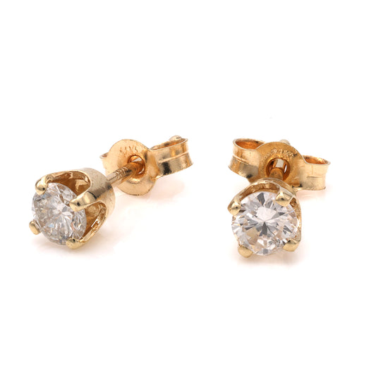 ReMARKable Estate Natural Diamond Studs in 14 Karat Yellow Gold with 0.28ctw Round Diamonds, Clarity: I1-I2, Color: I/J