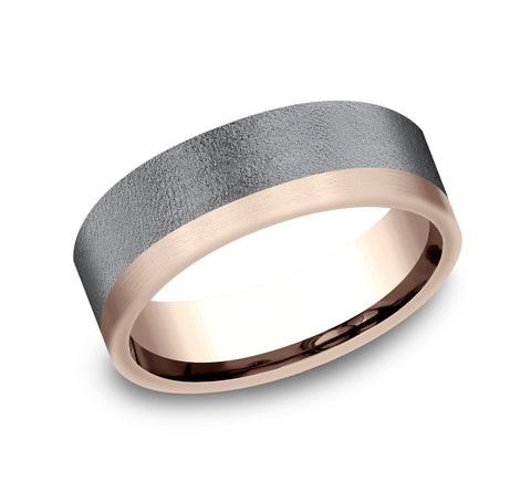 Carved Band (No Stones) in Tantalum - 14 Karat White - Rose 6.8MM