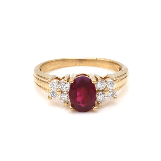 ReMARKable Estate M Estate Collection Color Gemstone Ring in 18 Karat Yellow Gold with 1.08ctw Oval Ruby