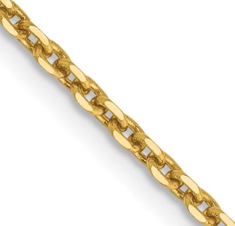 18" Diamond Cut Cable 1.65mm Chain in 14 Karat Yellow