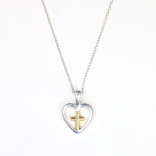 M Estate Collection Heart Necklace (No Stones) in Sterling Silver White - Yellow