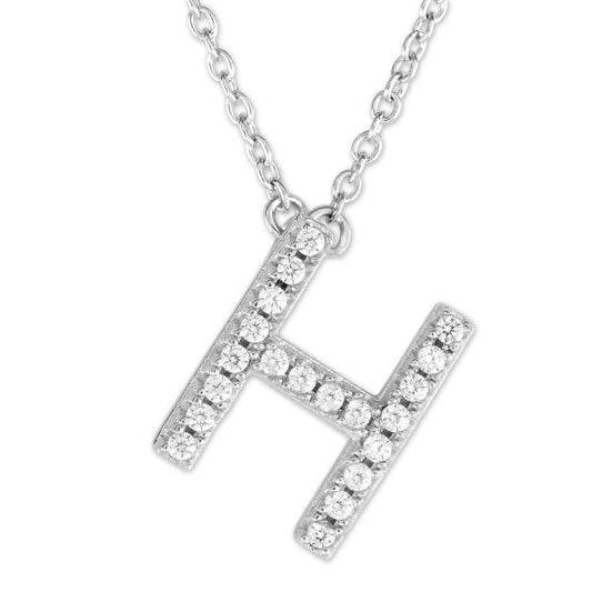 Initial Simulated Diamond Necklace in Sterling Silver