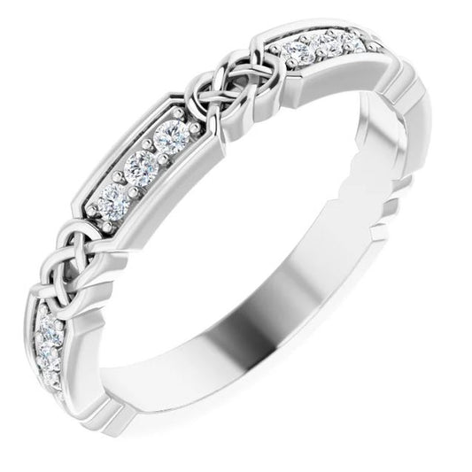 Natural Diamond Ladies Wedding Band in 14 Karat White with 0.16ctw Round Diamonds