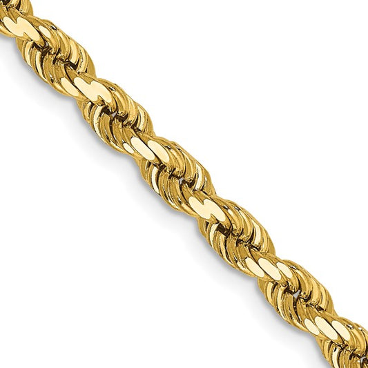 24" Diamond Cut Rope 4mm Chain in 14 Karat Yellow