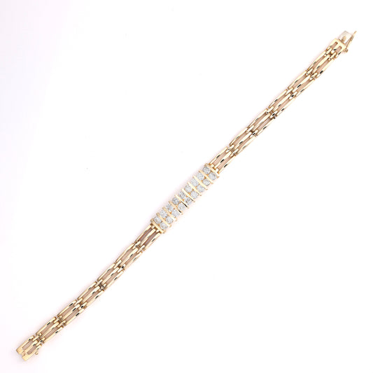 M Estate Collection Natural Diamond Bracelet in 14 Karat Yellow with 2.50ctw H/I SI1-SI2 Round Diamonds