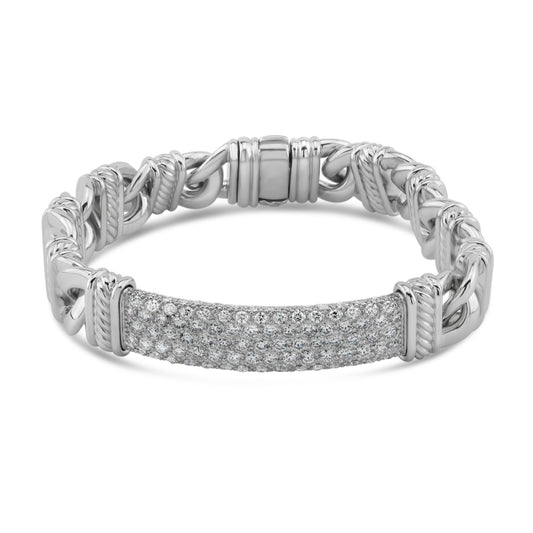 M Estate Collection Natural Diamond Bracelet in 18 Karat White with 3.40ctw Round Diamond