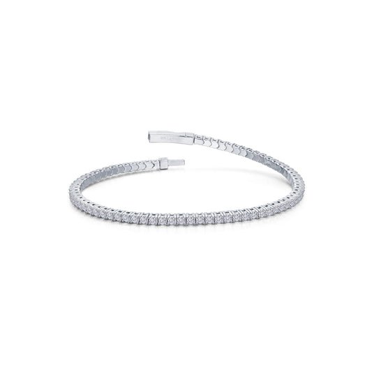 Flexible Bangle Simulated Diamond Bracelet in Platinum Bonded Sterling Silver 2.20ctw