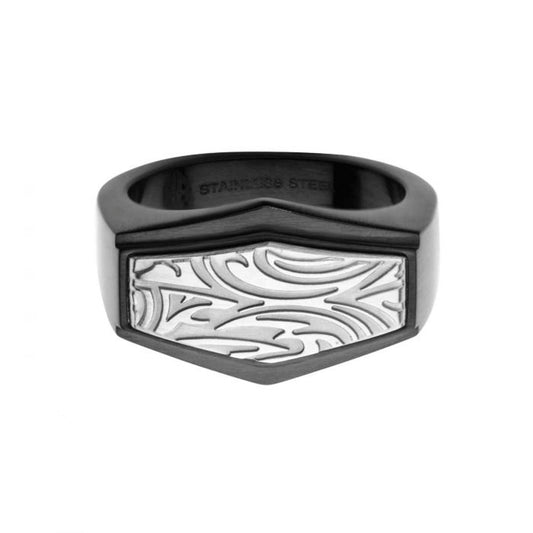 Fashion Ring (No Stones) in Stainless Steel Black - Grey