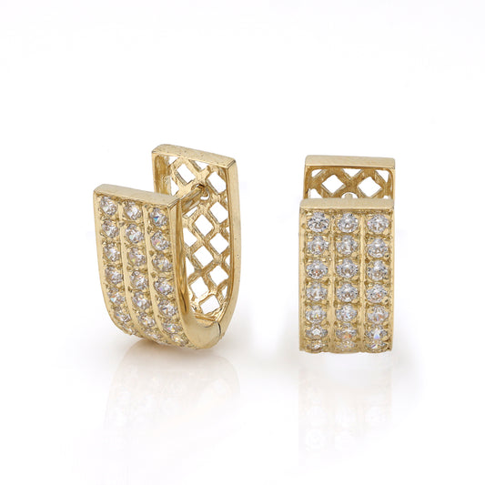 Small Hoop Simulated Diamond Earrings in 14 Karat