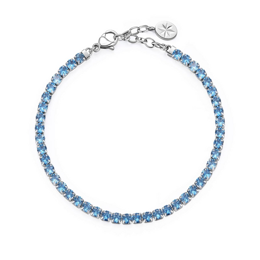 Charm Simulated Diamond Bracelet in Stainless Steel