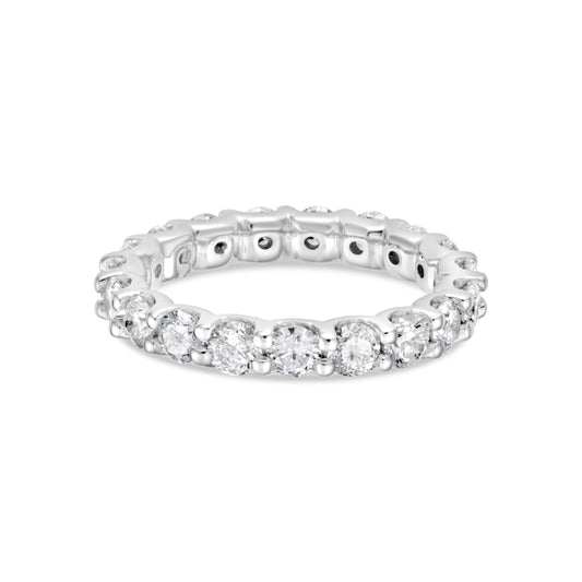 Natural Diamond Eternity Ladies Wedding Band in 14 Karat White with 1.90ctw H/I SI2-I1 Round Diamonds