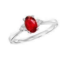 Semi-Precious Color Collection Color Gemstone Ring in 10 Karat White with 1 Oval Garnet 0.48ctw