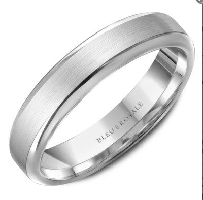 Bleu Royale Collection Carved Band (No Stones) in 14 Karat White Gold 5MM