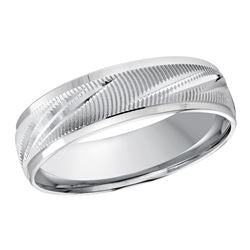 Carved Band (No Stones) in 14 Karat White Gold 6MM