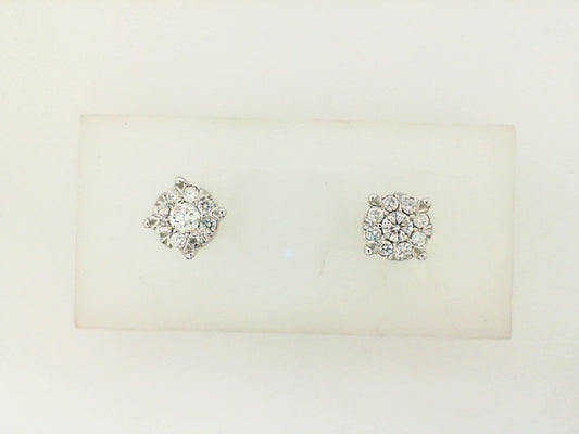 Stud Natural Diamond Studs in 14 Karat White with 0.75ctw Round Diamonds