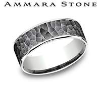 Ammara Stone Collection Carved Band (No Stones) in Tantalum - 14 Karat White - Grey 7.5MM