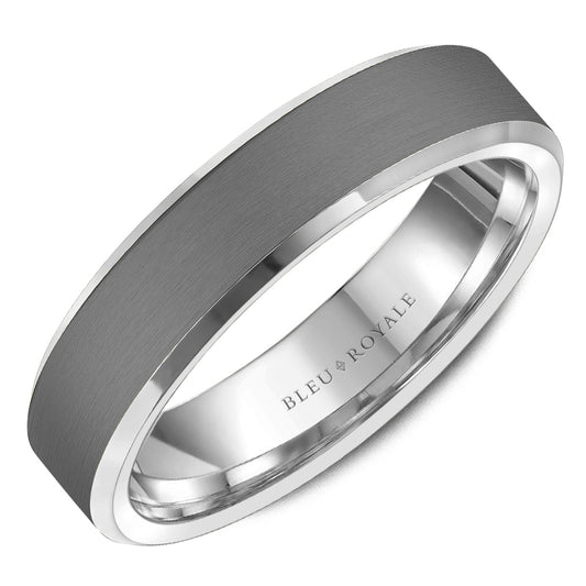 Carved Band (No Stones) in Tantalum 14 Karat White Grey 6MM