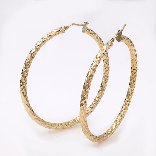 M Estate Collection Large Hoop Earrings (No Stones) in 14 Karat Yellow