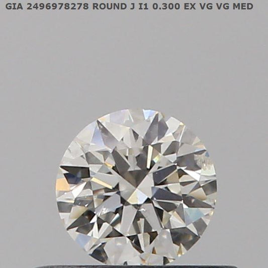 VDB Round Diamond, 0.30 Carat, Clarity: I1, Color: J