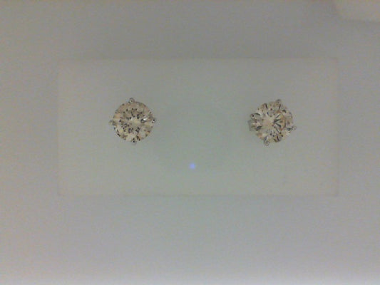 Stud Natural Diamond Studs in 14 Karat White with 2.00ctw Round Diamonds