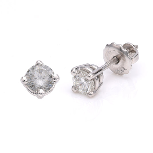 M Estate Collection Stud Natural Diamond Earrings in 14 Karat White with 0.50ctw G VS2 Round Diamonds