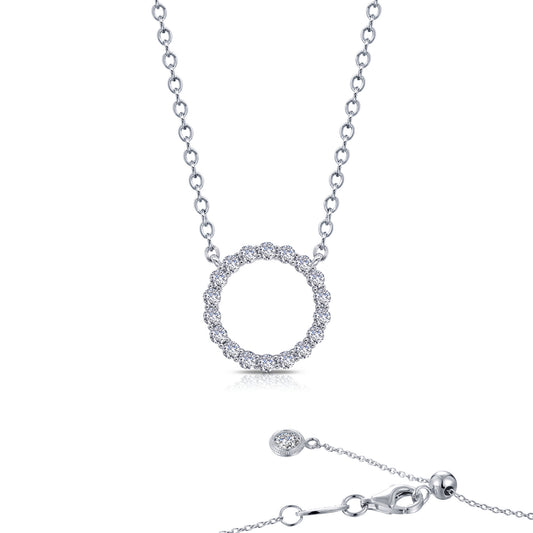 Circle Simulated Diamond Necklace in Platinum Bonded Sterling Silver 0.88ctw