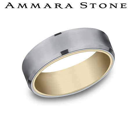 Carved Band (No Stones) in Tantalum - 14 Karat Grey 6.5MM