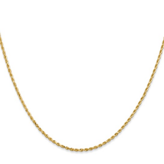 16" Diamond Cut Rope 1.5mm Chain in 14 Karat Yellow