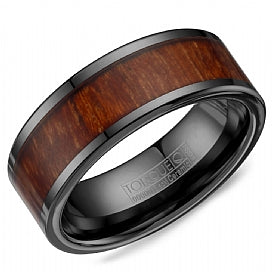 Carved Band (No Stones) in Ceramic Black 9MM