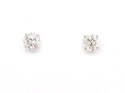 Stud Natural Diamond Studs in 14 Karat White with 2.45ctw I/J I2 Round Diamonds