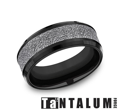 Carved Band (No Stones) in Tantalum Black - Grey 8MM