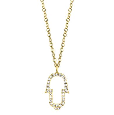 Natural Diamond Necklace in 14 Karat Yellow Gold with 0.08ctw Round Diamonds